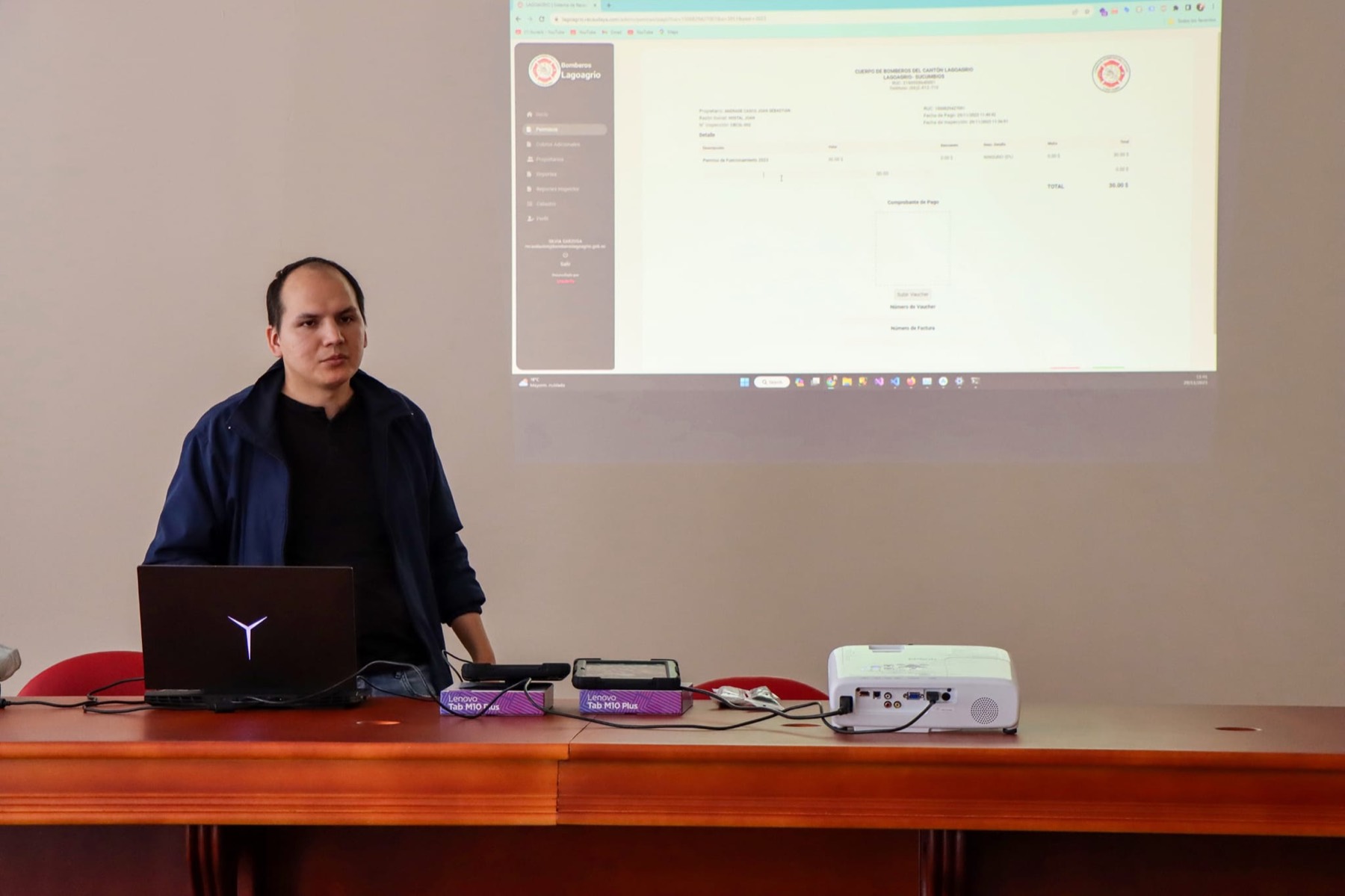 Side view of group training on system modules